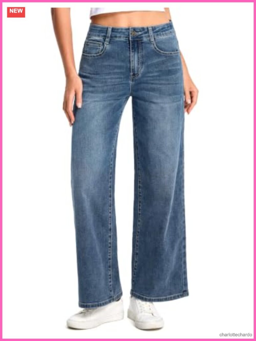 Women's Wide Leg Stretchy Straight Jeans Baggy Ankle Denim Pants